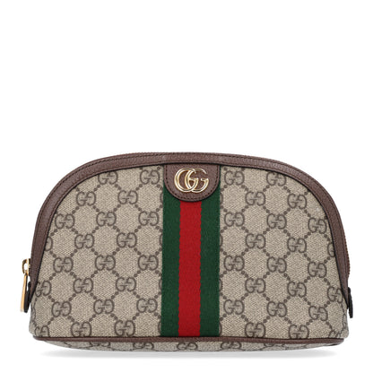 Gucci GG Supreme Monogram Textured Calfskin Web Large Ophidia Cosmetic Case Beige Ebony New Acero 1 of 10