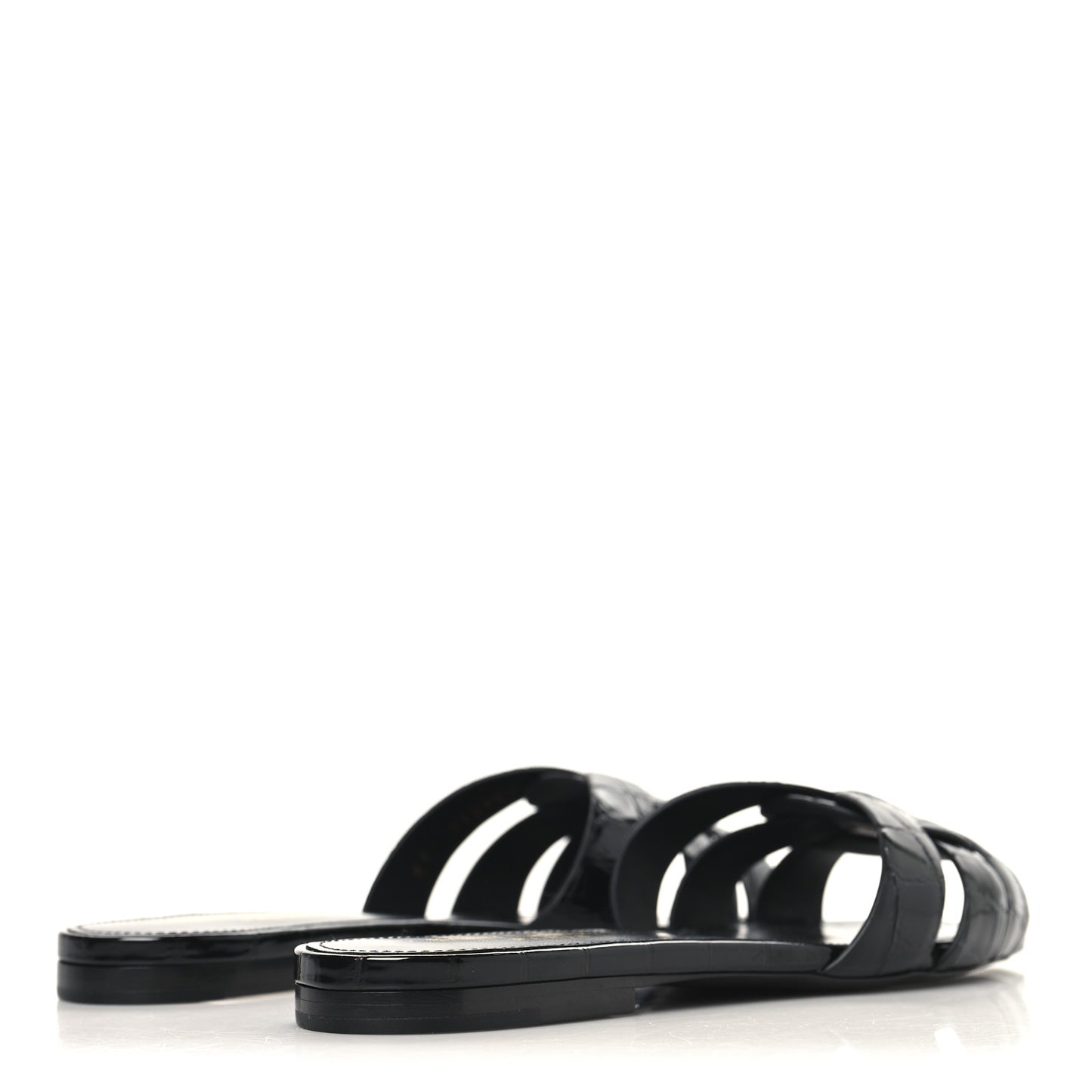 Patent Croc Embossed Tribute 05 Slide Sandals 36 Black