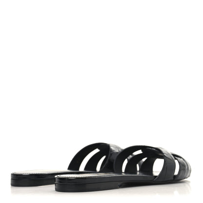 Saint Laurent Patent Croc Embossed Tribute 05 Slide Sandals 36 Black 5 of 10