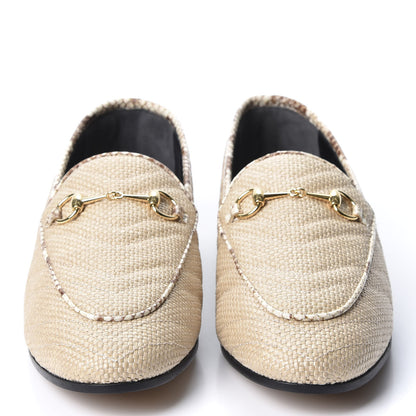 Gucci Raffia Elaphe Matelasse Horsebit Womens Jordaan Loafers 39 Natural Cream Brown 2 of 10