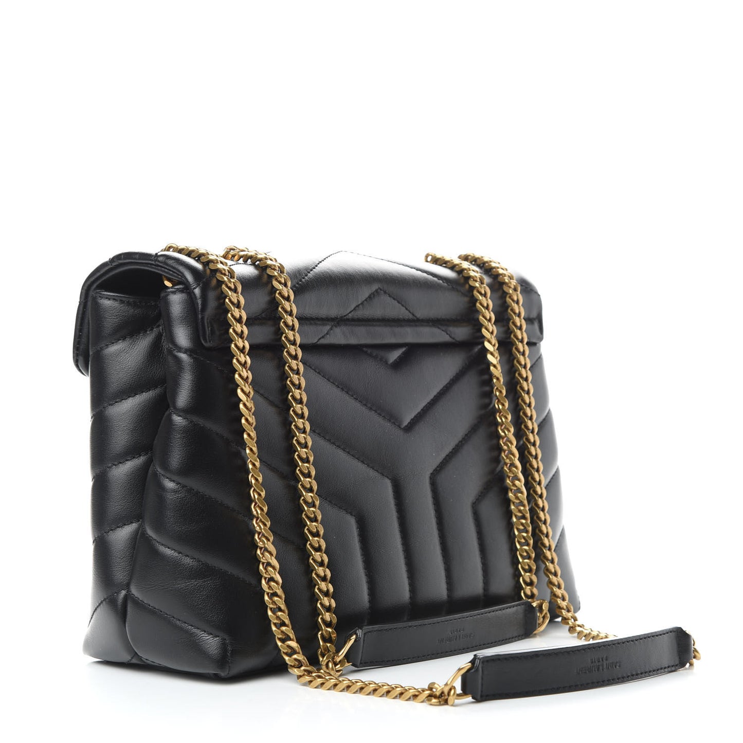 Calfskin Y Quilted Monogram Small Loulou Chain Satchel Black