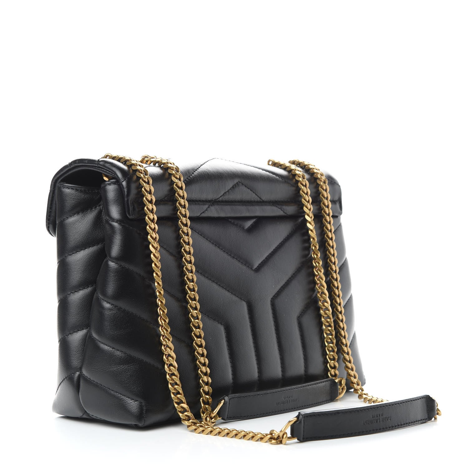 Saint Laurent Calfskin Y Quilted Monogram Small Loulou Chain Satchel Black 4 of 10
