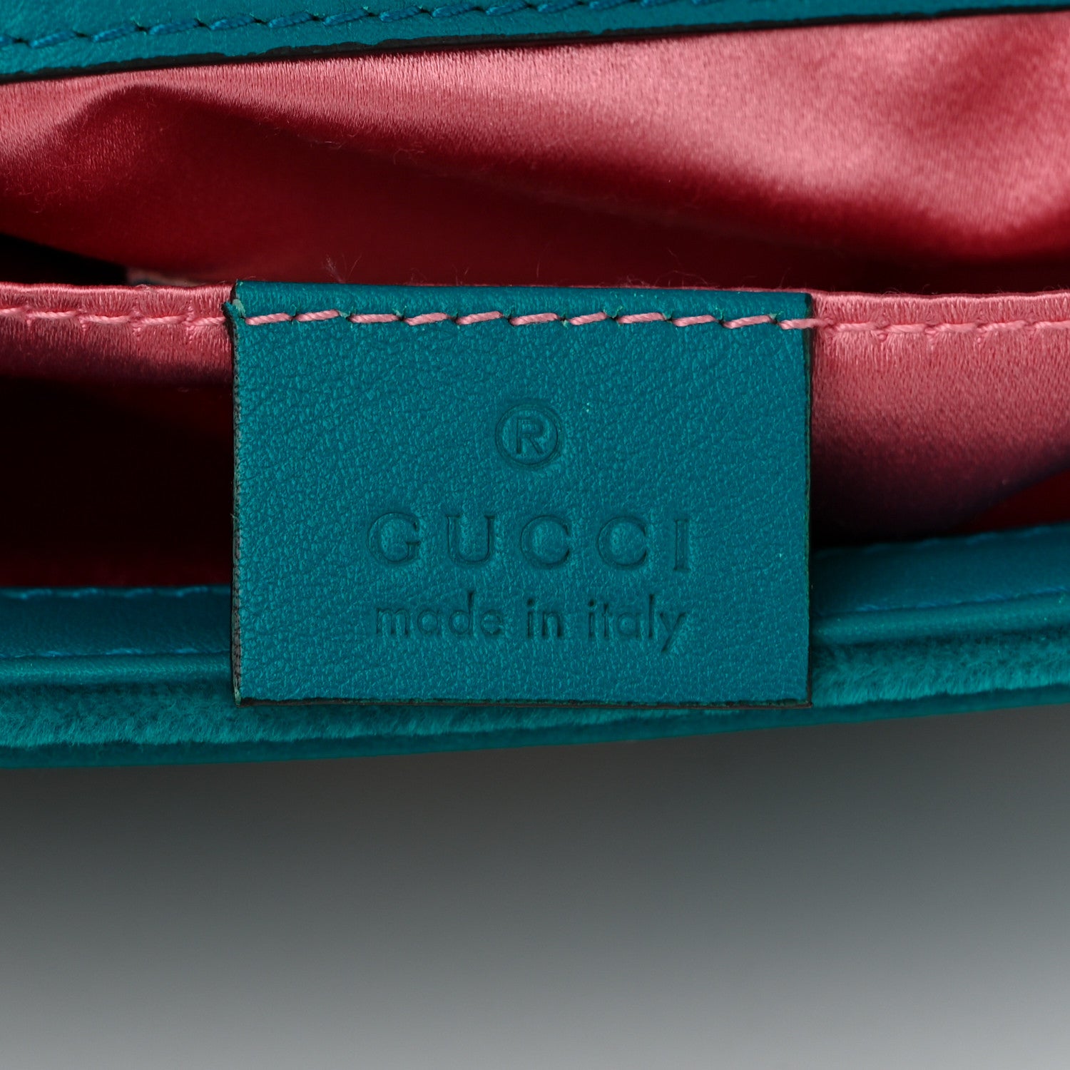 Gucci Velvet Matelasse Embroidered Mini GG Marmont Shoulder Bag Pavone Cyan 6 of 10