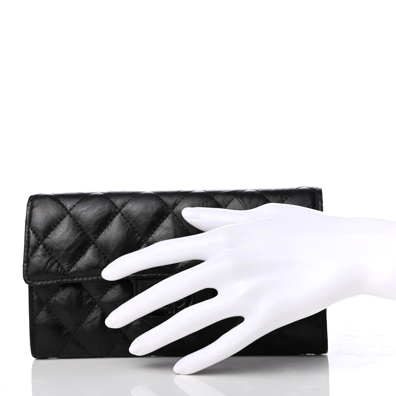 Chanel Aged Calfskin Quilted 2.55 Reissue Flap Wallet So Black 2 of 8
