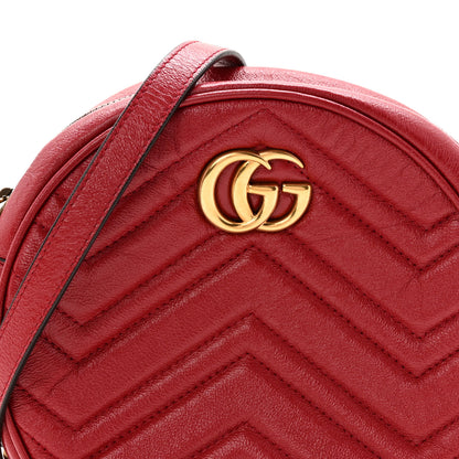 Gucci Glazed Calfskin Matelasse Heart Mini GG Marmont Round Shoulder Bag Romantic Cerise 8 of 10