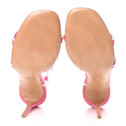 Valentino Garavani Suede Free Rockstud Ankle T-Strap 105mm Sandals 36.5 Shadow Pink White 5 of 9