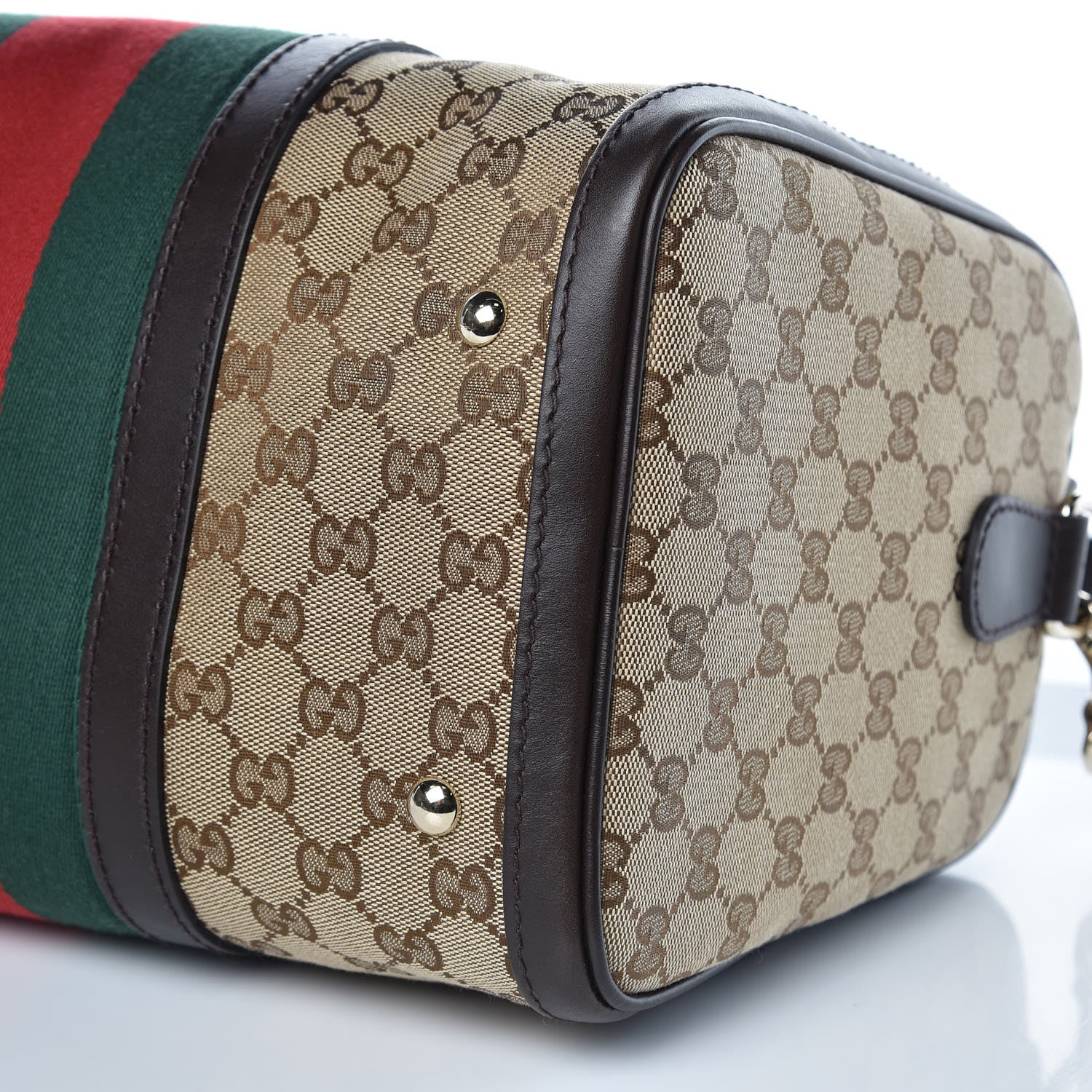 Gucci Monogram Vintage Web Medium Boston Dark Brown 5 of 12