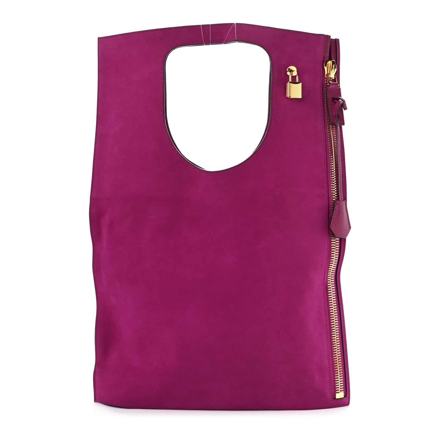 Tom Ford Suede Large Alix Padlock Zip Shoulder Bag Fuchsia 1074003