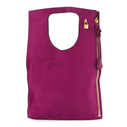 Tom Ford Suede Large Alix Padlock Zip Shoulder Bag Fuchsia 2 of 11
