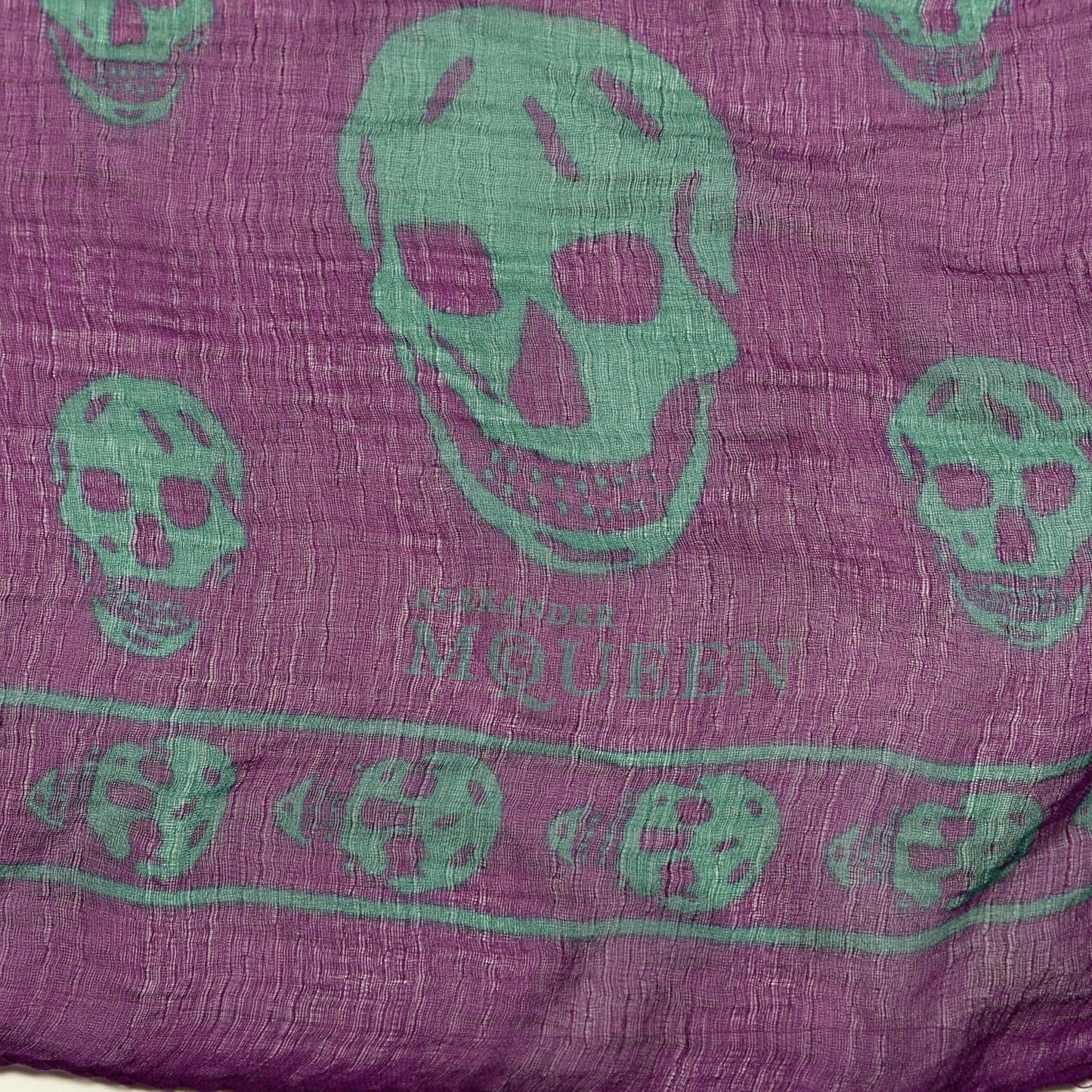 Silk Chiffon Skull Scarf Purple Green