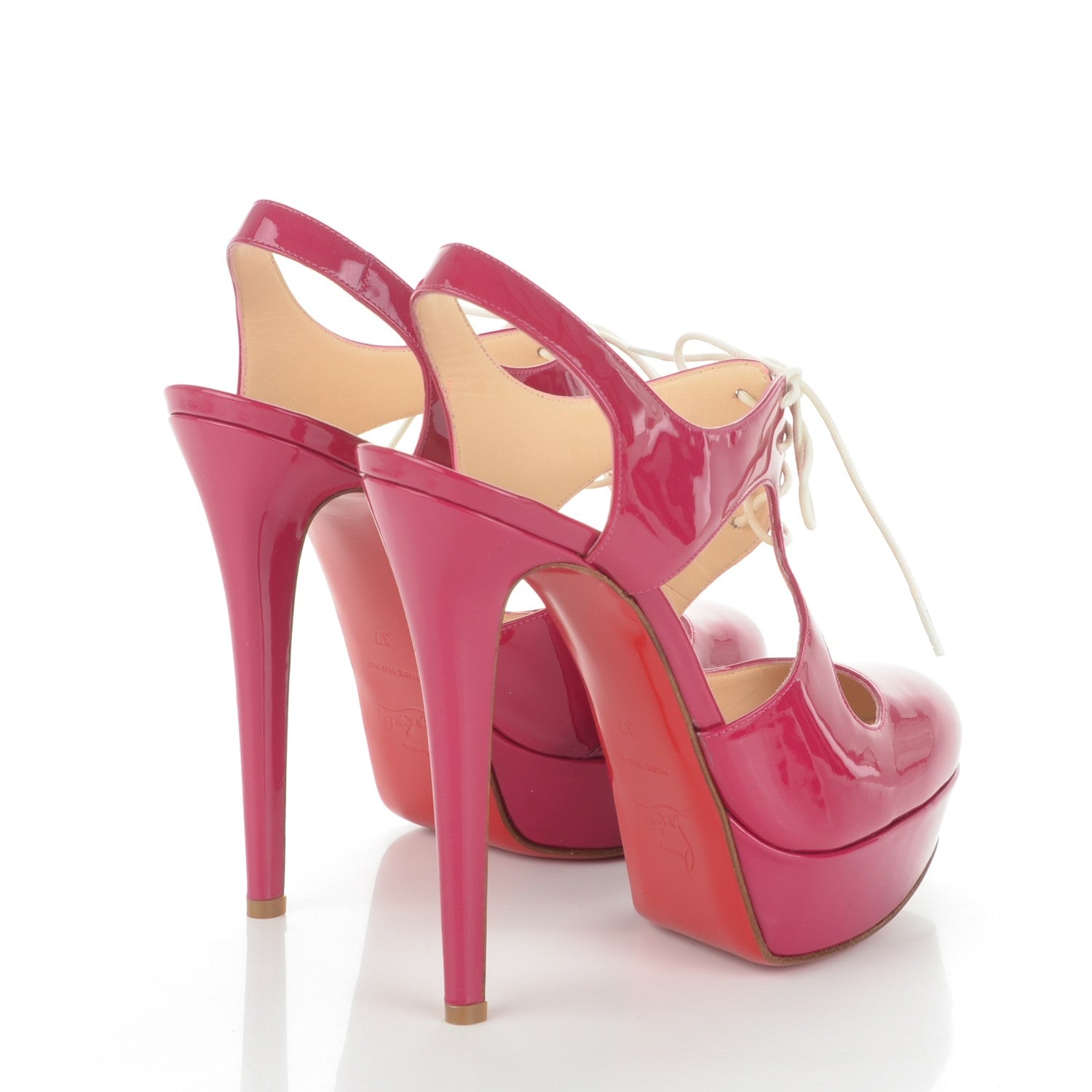 Christian Louboutin Patent Lace Up Lassagi 140 Platform Pump 37 Framboise 4 of 7