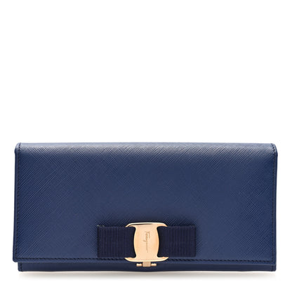 Salvatore Ferragamo Printed Calfskin Vara Bow Continental Wallet Oxford Blue 1 of 7