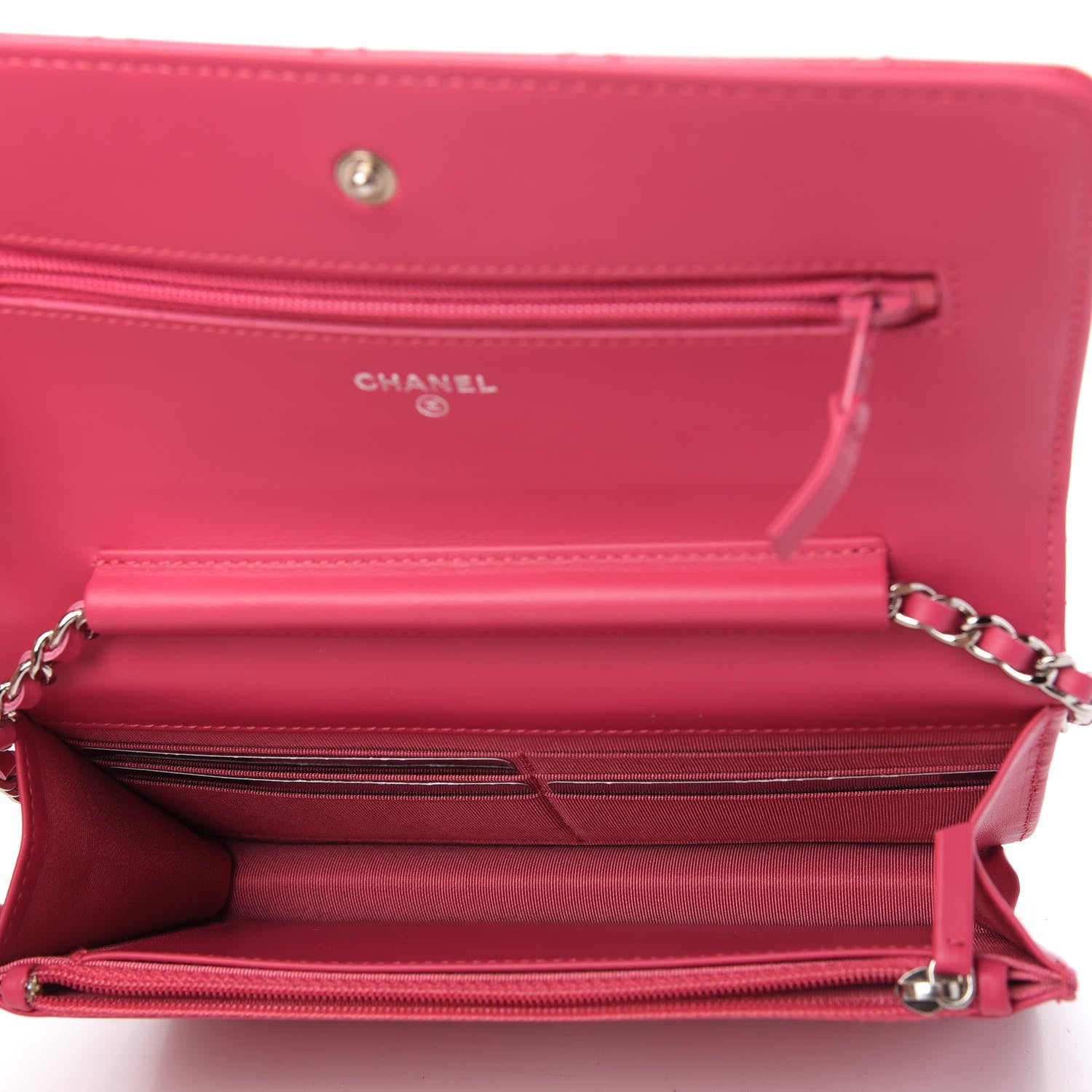 Chanel Patent Quilted Wallet On Chain WOC Fuchsia 5 of 11