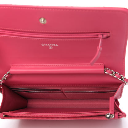 Chanel Patent Quilted Wallet On Chain WOC Fuchsia 5 of 11