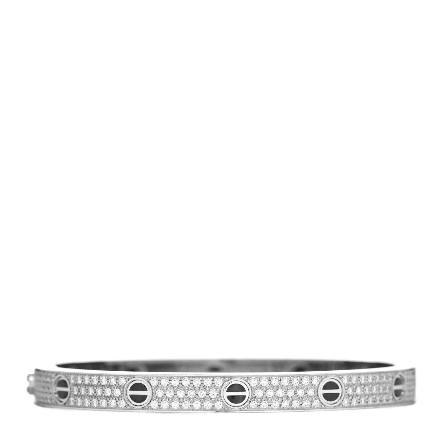 18K White Gold Diamond Ceramic LOVE Paved Bracelet 19