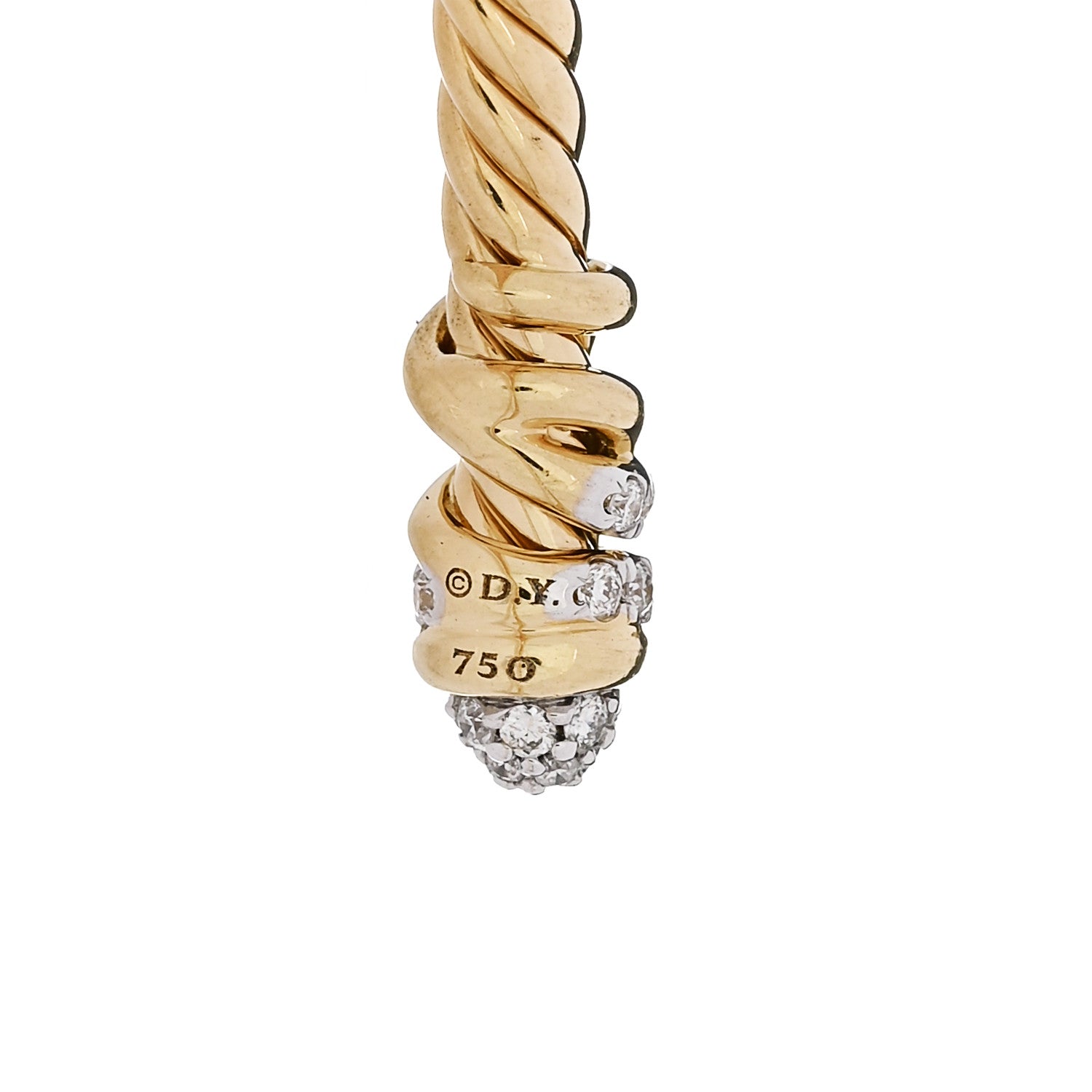 David Yurman 18K Yellow Gold Diamond 3mm Petite Helena Cablespira Bracelet 3 of 3