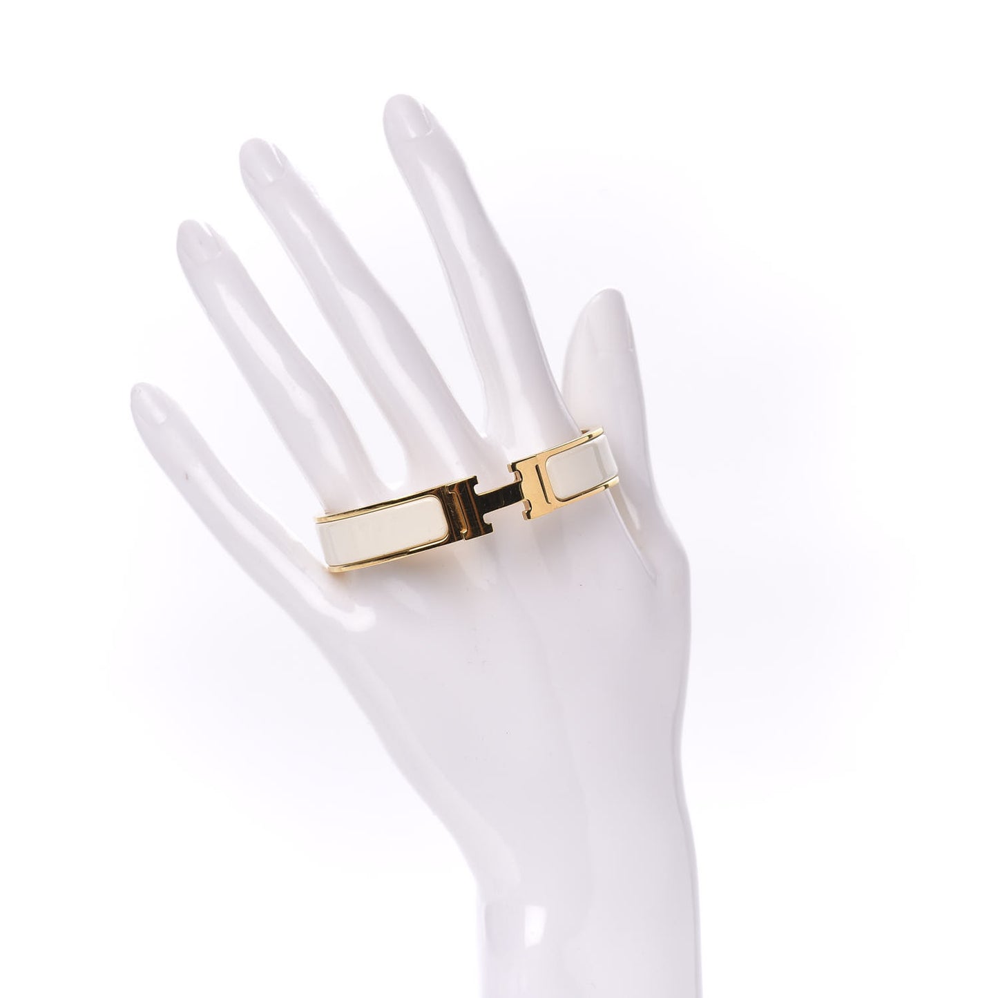 Enamel Narrow Clic Clac H Bracelet PM White