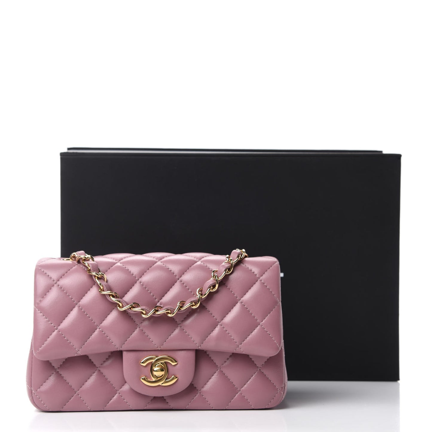 Lambskin Quilted Mini Rectangular Flap Purple