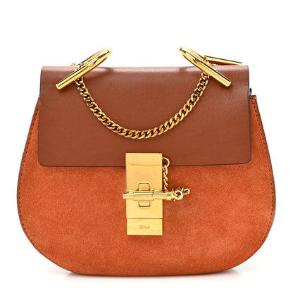 Chloe Suede Smooth Calfskin Mini Drew Shoulder Bag Tobacco 1 of 10
