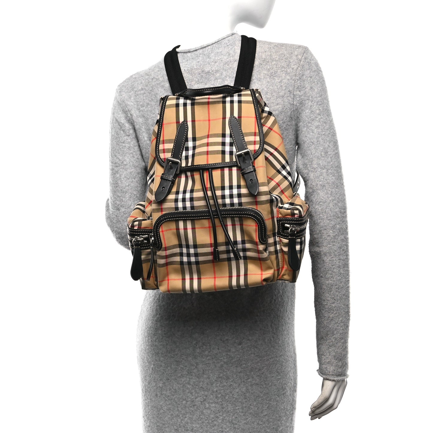 Nylon Vintage Check Medium Rucksack Backpack Antique Yellow