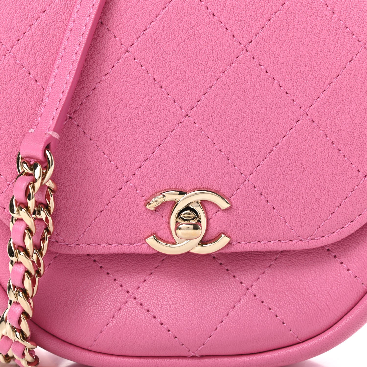 Chanel Goatskin Stitched Casual Trip Messenger Flap Pink 8 of 10