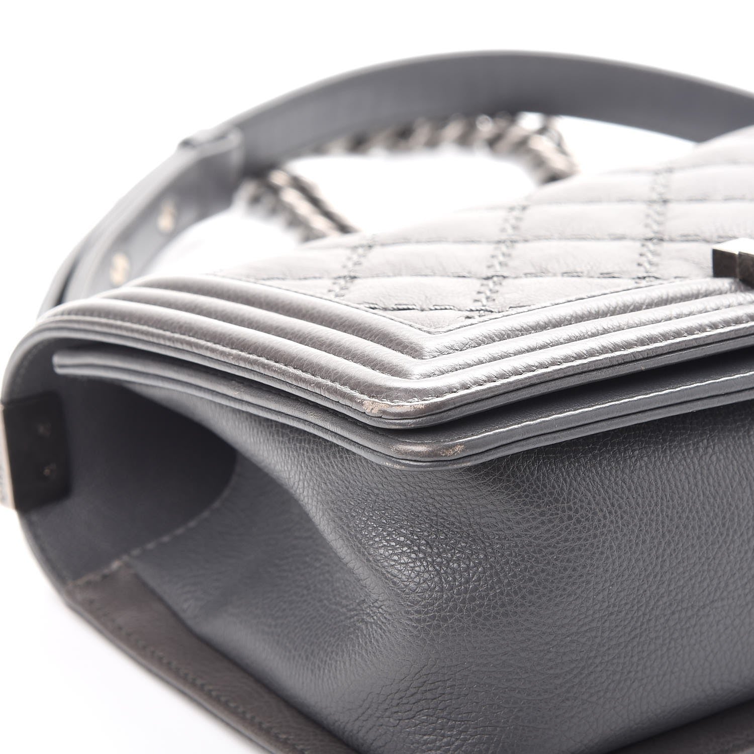 Chanel Calfskin Double Stitch Medium Boy Flap Grey 9 of 12