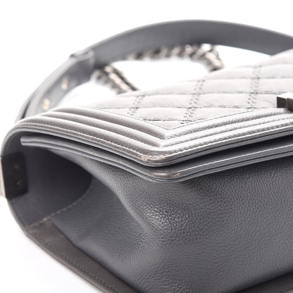 Chanel Calfskin Double Stitch Medium Boy Flap Grey 9 of 12