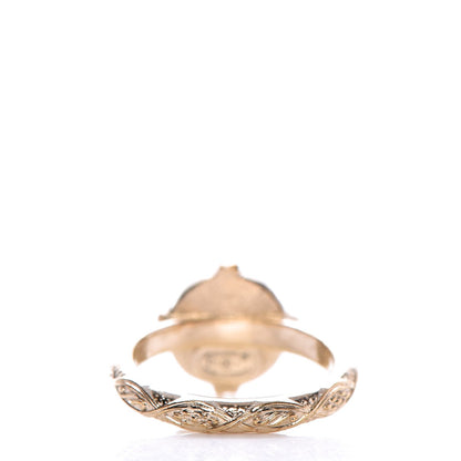 Chanel Enamel CC Ring 5.5 Navy Gold 3 of 5