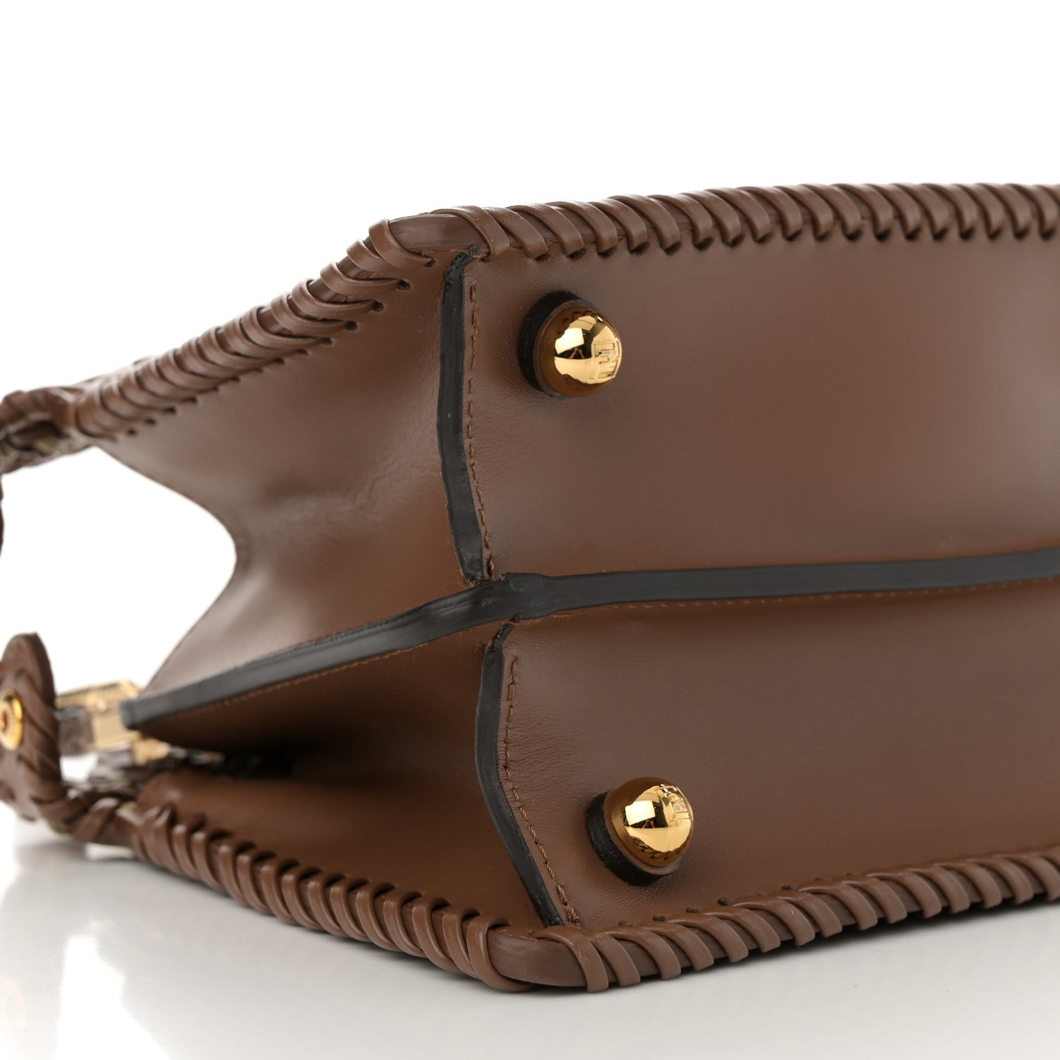 Fendi Vitello King Shiny Nappa Intreccio Petite Peekaboo I SEE U Satchel Gianduia 10 of 11