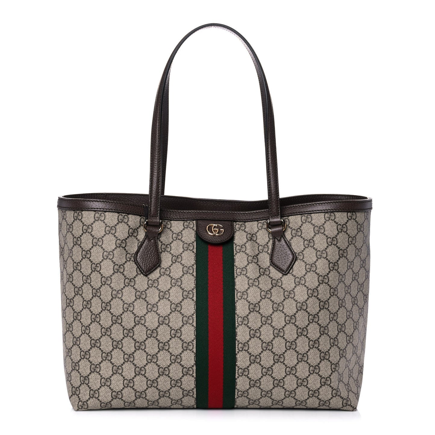 GG Supreme Monogram Medium Ophidia Shopping Tote Brown