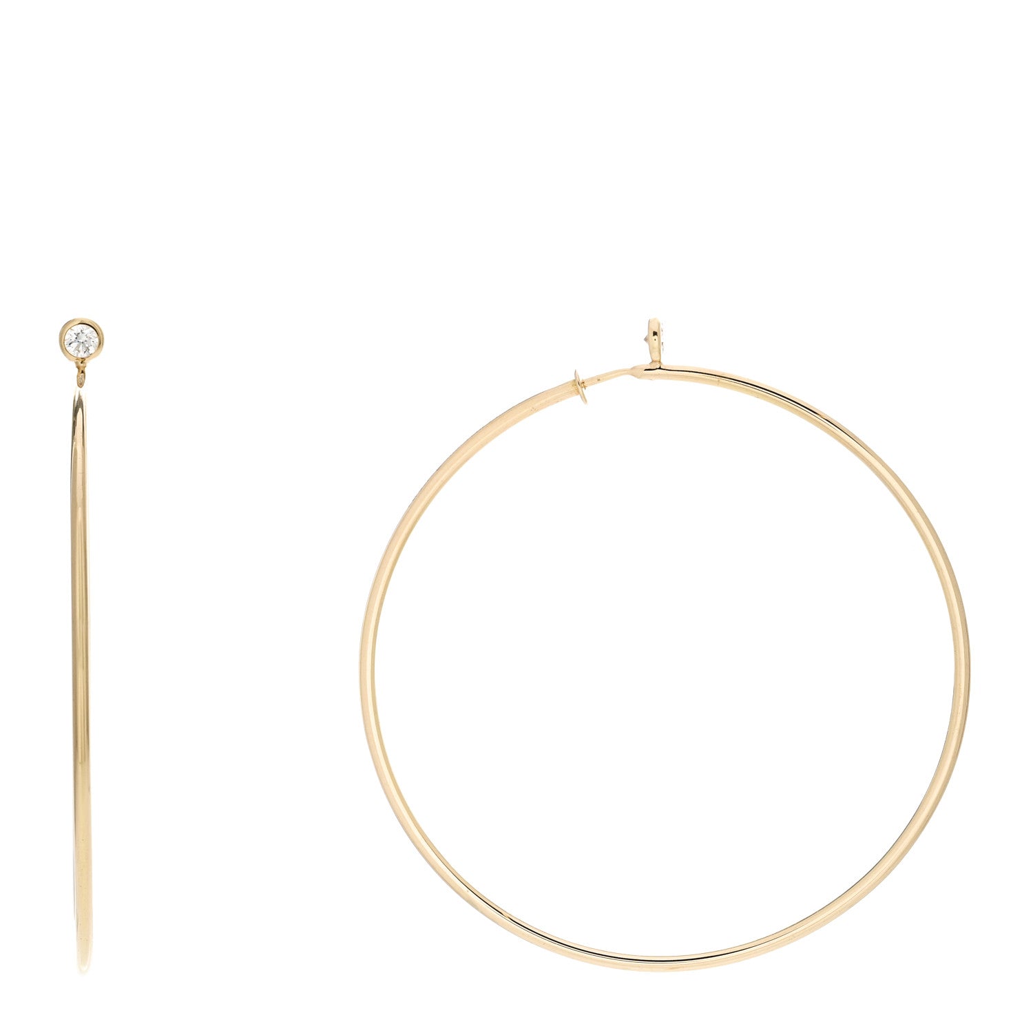 Tiffany 18K Yellow Gold Diamond Medium Elsa Peretti Hoop Earrings 1 of 4