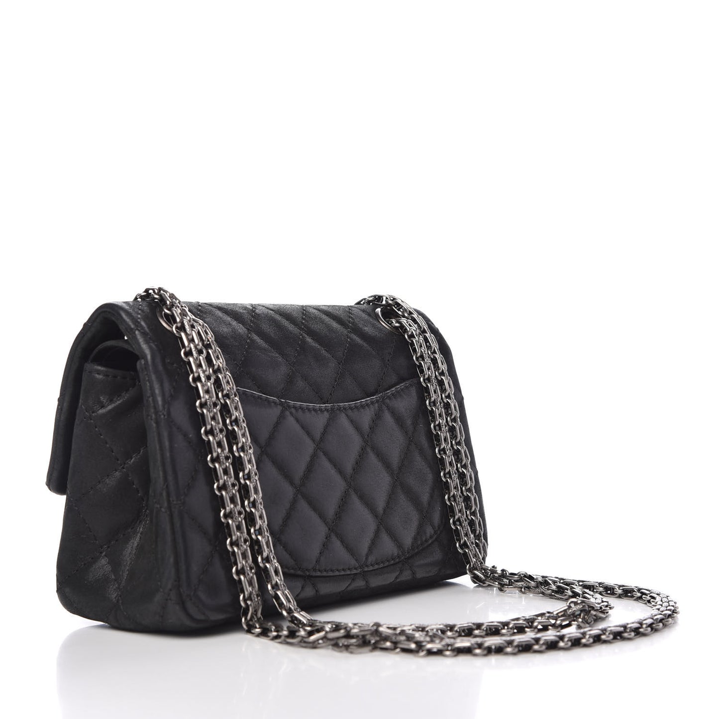 Iridescent Calfskin Quilted 2.55 Reissue 224 Flap Black