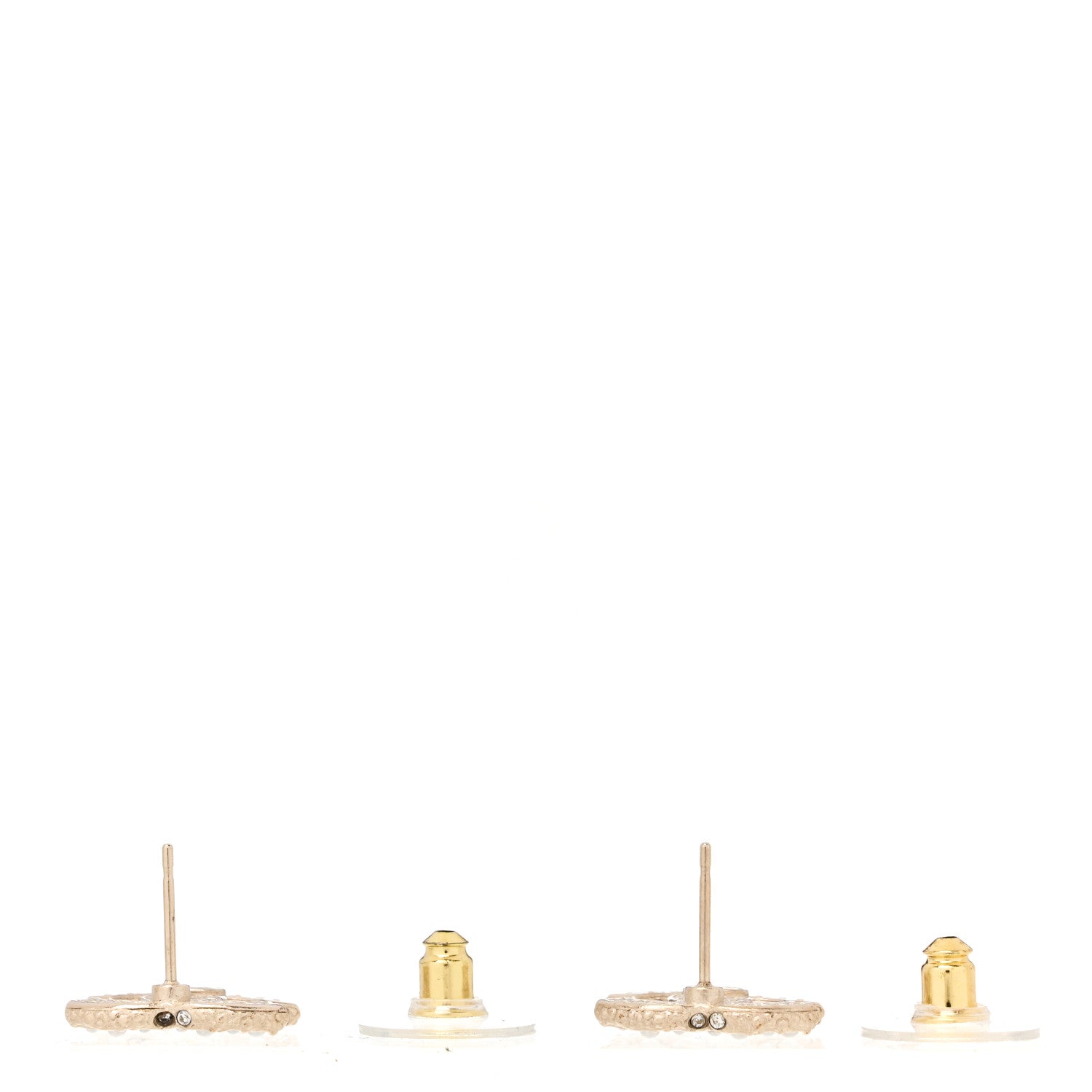Chanel Pearl Crystal CC Earrings Light Gold 3 of 5