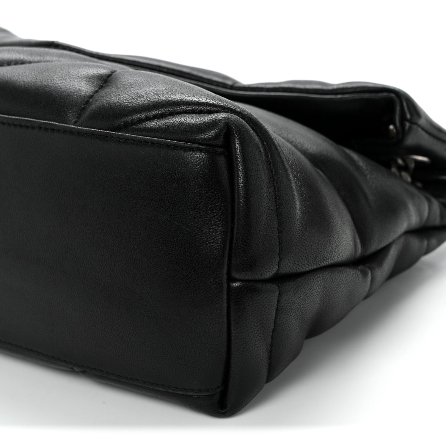 Saint Laurent Lambskin Quilted Small Loulou Puffer Monogram Chain Satchel Black 9 of 9