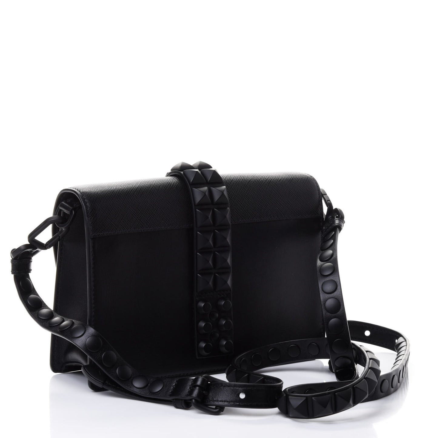 Saffiano City Calfskin Studded Small Elektra Shoulder Bag Black