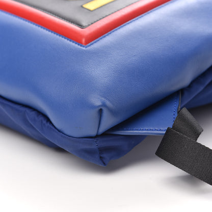 Fendi Nylon Vitello Century Vocabulary Drawstring Backpack Blue Cobalto Blue Neon Sunflower 7 of 9
