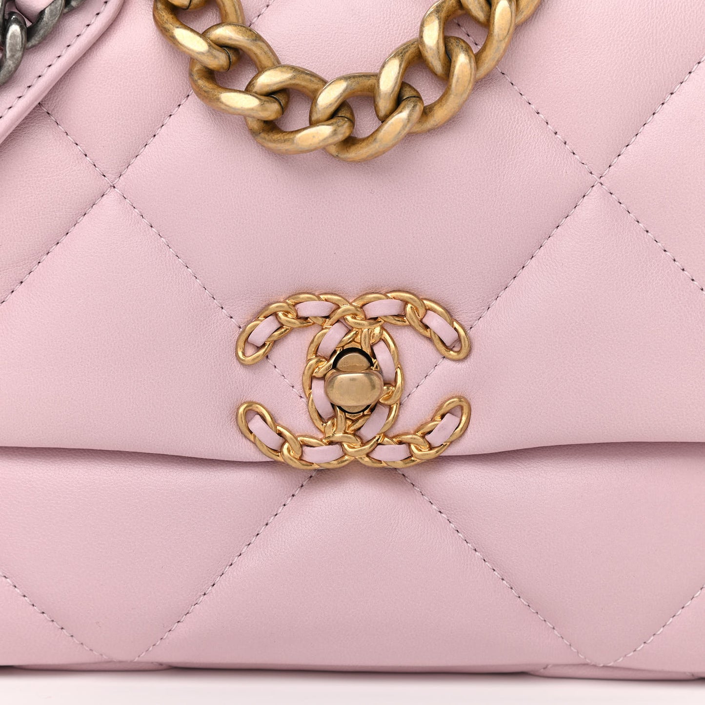 Lambskin Quilted Medium Chanel 19 Flap Light Pink