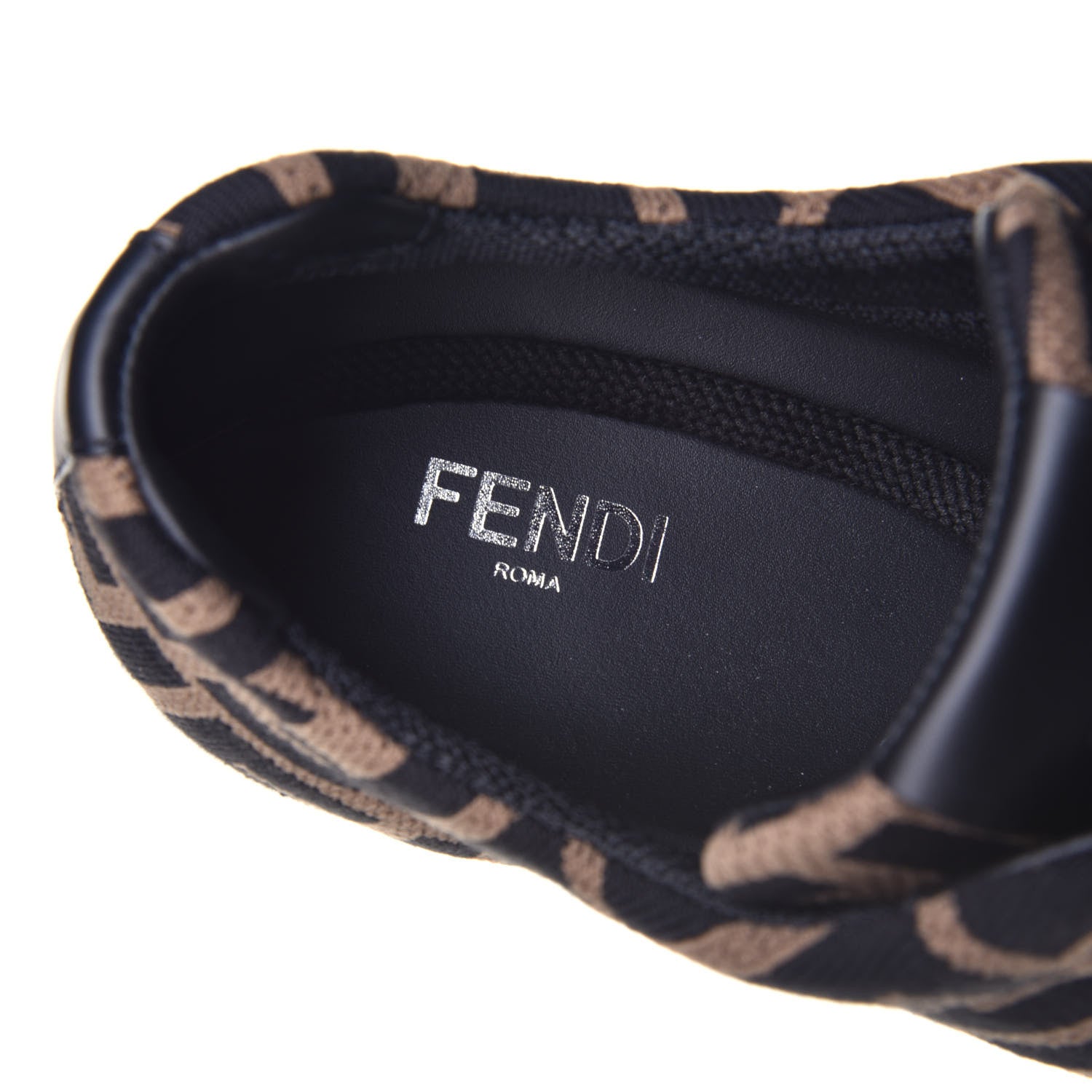 Fendi Tech Fabric FF Mens Lace Up Low Top Sneakers 7 Tobacco Black 7 of 9