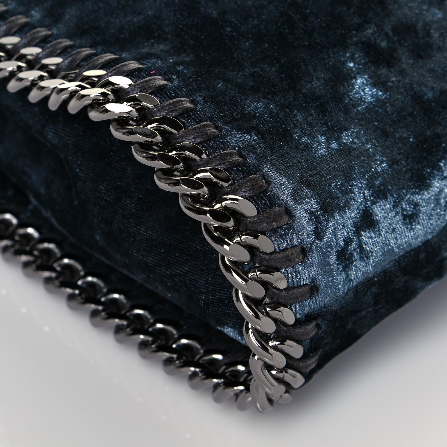 Stella McCartney Crushed Velvet Mini Falabella Fold Over Tote Blue 12 of 16