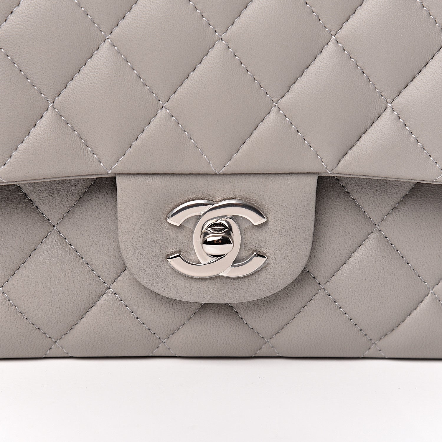 Chanel Lambskin Quilted Medium Double Flap Grey 10 of 10
