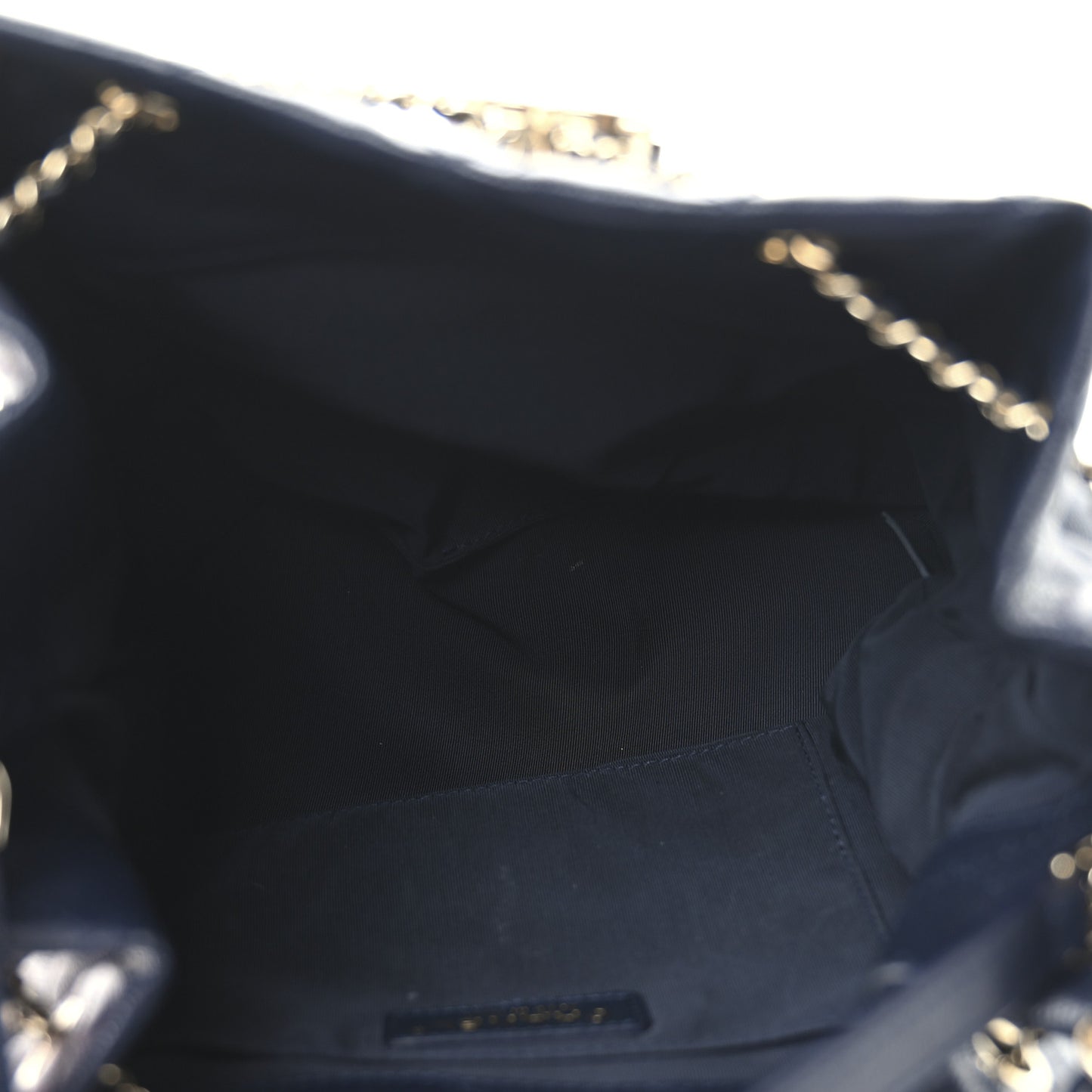 Caviar Quilted Large Rolled Up Bucket Drawstring Bag Navy