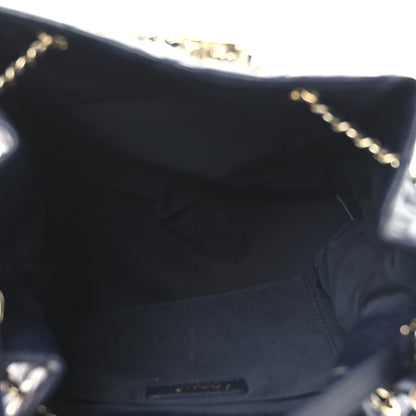 Chanel Caviar Quilted Large Rolled Up Bucket Drawstring Bag Navy 5 of 10