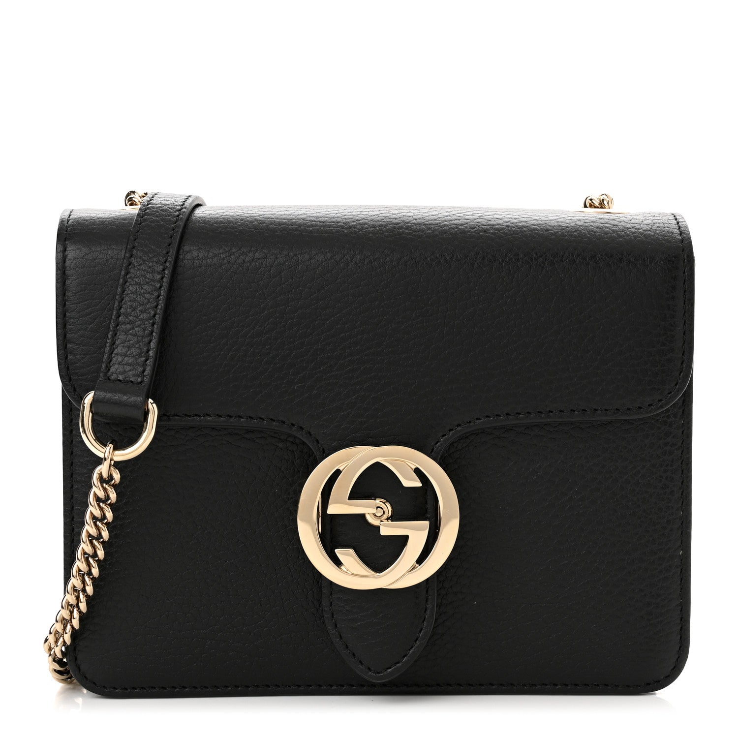 Gucci Dollar Calfskin Small Interlocking G Shoulder Bag Black 1 of 10