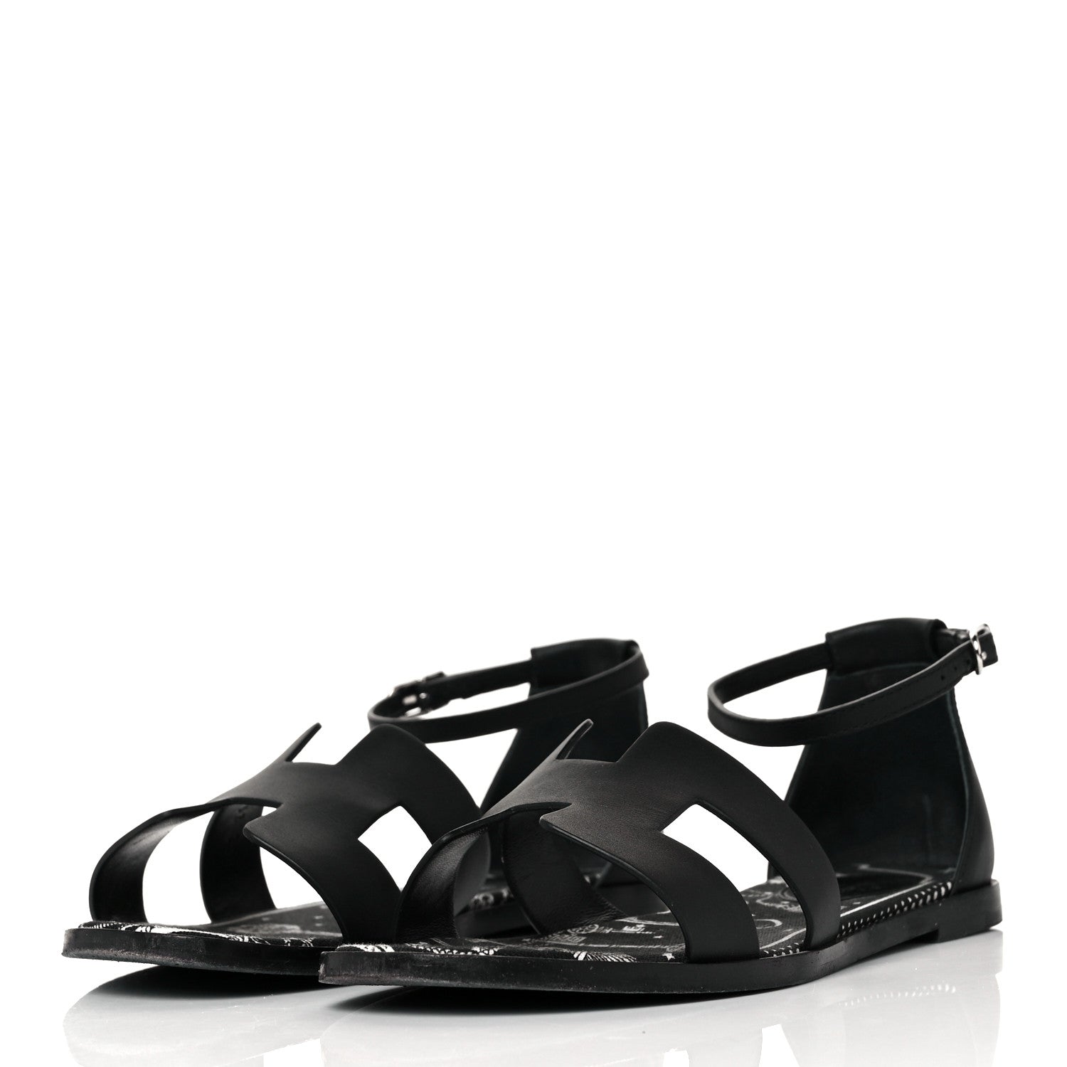 Hermes Calfskin Santorini Sandals 36.5 Black 5 of 18
