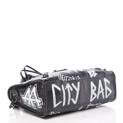 Balenciaga Agneau Classic Hardware Graffiti All Over S City Black 4 of 9