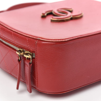Chanel Shiny Calfskin Goatskin Quilted Coco Curve Vanity Red 8 of 14