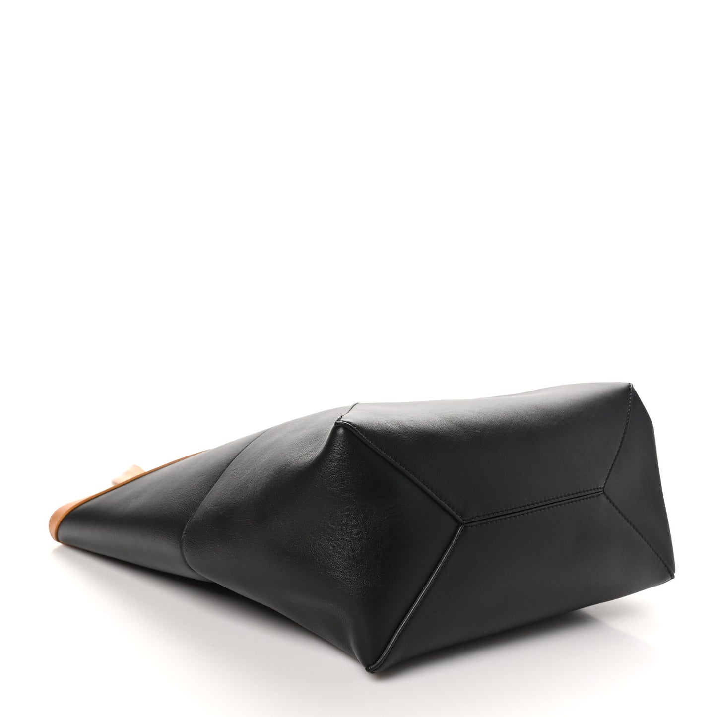 Shiny Calfskin Medium Puzzle Fold Tote Warm Desert Black