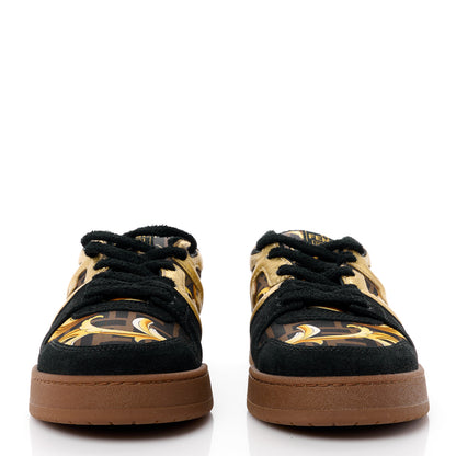 Versace X FENDI Suede Fabric FF Baroque Mens Fendace Match Sneakers 9 Black Gold Multicolor 2 of 10