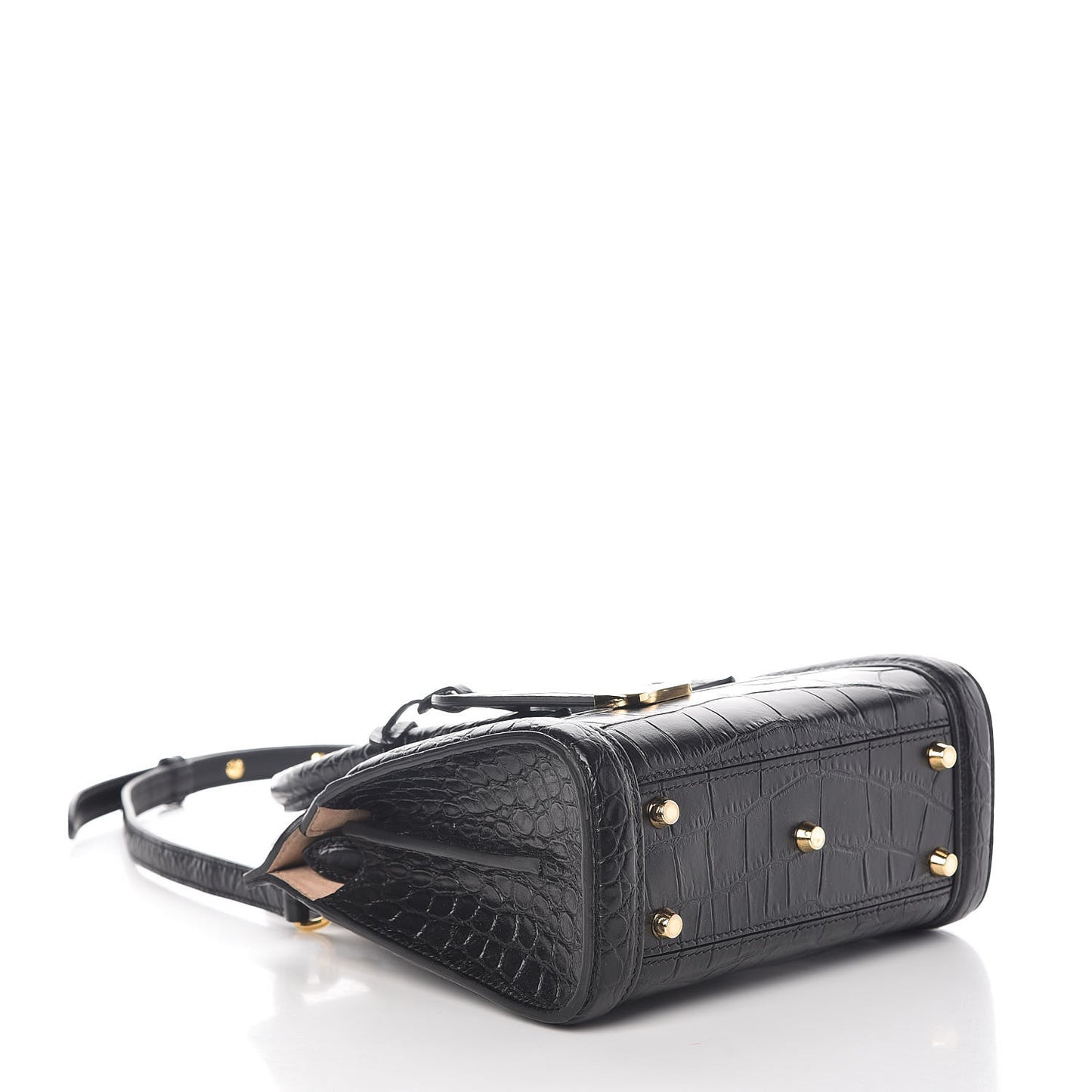Calfskin Crocodile Embossed Mini Heroine 21 Black