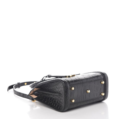Alexander McQueen Calfskin Crocodile Embossed Mini Heroine 21 Black 4 of 8